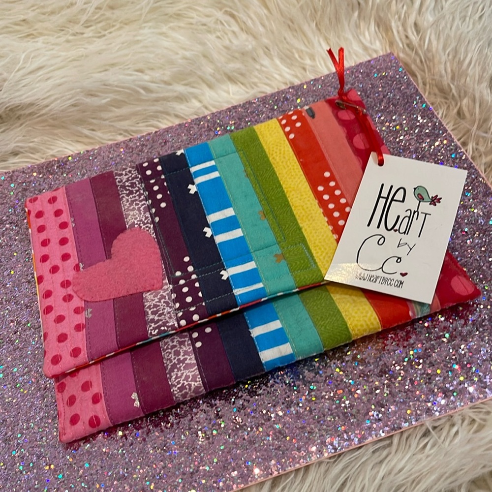 NWT Colorful Rainbow Pouch Pens Pencil Case Makeup Bag - handmade by Heart by CC